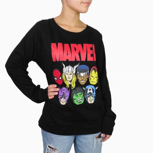 Marvel Super Hero Graphic Crewneck Sweatshirt Reversible Small Spiderman Hulk - Picture 5 of 14